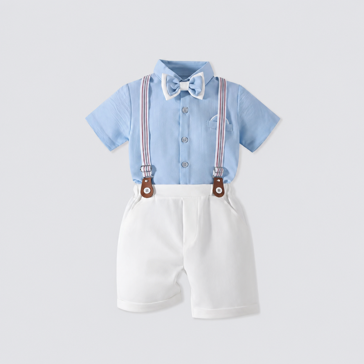 British-style Overalls Two-piece Set - Sky Blue
